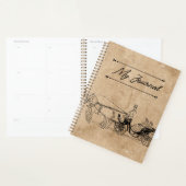 Antieke Victoriaanse Koets & Vergilfd Perkament Planner (Display)