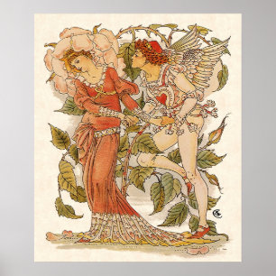 Antieke Victoriaanse kunst, Roos door Walter Crane Poster