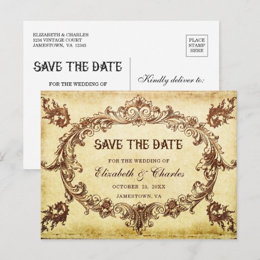 Antieke Victoriaanse lijst Huwelijk Opslag van de  Aankondigingskaart (Voorkant / Achterkant)