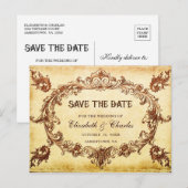 Antieke Victoriaanse Lijst Huwelijk Save the Date Aankondigingskaart (Voorkant / Achterkant)