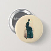 Antieke Victoriaanse modeplaat: Teal Rok met Bustl Ronde Button 5,7 Cm (Voorkant /achterkant)