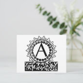 Antieke Victoriaanse Monogram Letter A Briefkaart (Staand voorkant)