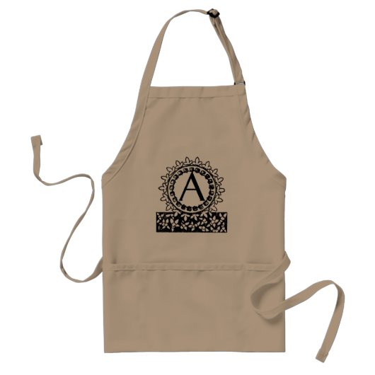 Antieke Victoriaanse Monogram Letter A Standaard Schort (Voorkant)