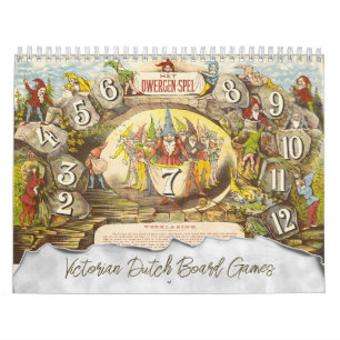 Antieke Victoriaanse Nederlandse Bordspellen Kalender