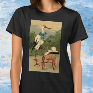 Antieke Victoriaanse Ooievaar en Babykoets T-shirt