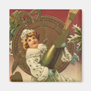 Antieke Victoriaanse Oud en Nieuw Champagne Engel Magneet