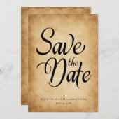 Antieke Victoriaanse Oude Perkament Trouw RSVP Kaart (Voorkant / Achterkant)