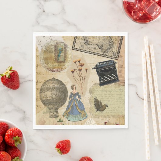 Antieke Victoriaanse Romantische Papieren Servette Servet (Insitu)