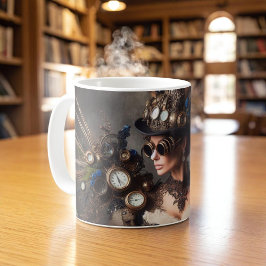 Antieke Victoriaanse Steampunk Klokwerk Tijd Dame Koffiemok