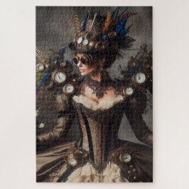 Antieke Victoriaanse Steampunk Klokwerk Tijd Dame Legpuzzel