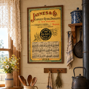 Antieke Victoriaanse Tijdperk 1898 Drogisterij Age Poster