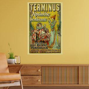 Antieke Victoriaanse tijdperk Art Nouveau Absinthe Poster