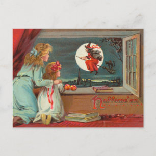 Antieke Victoriaanse tijdperk Halloween kaart, cir Briefkaart