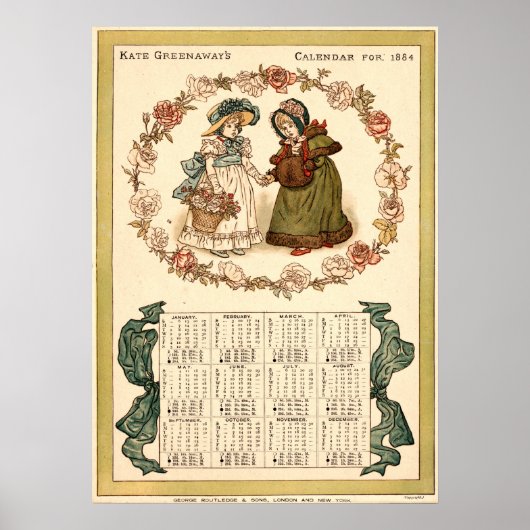 Antieke Victoriaanse tijdperk Kate Greenaway's kal Poster (Voorkant)