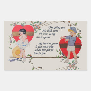 Antieke Victoriaanse Valentijnkaart Kunst Retro Ki Rechthoekige Sticker