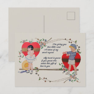Antieke Victoriaanse Valentijnskaart Kunst Retro K Briefkaart