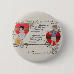 Antieke Victoriaanse Valentijnskaart Kunst Retro K Ronde Button 5,7 Cm