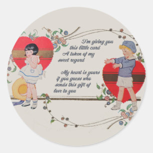 Antieke Victoriaanse Valentijnskaart Kunst Retro K Ronde Sticker