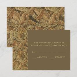 Antieke Victoriaanse warme herfstbladeren bruiloft RSVP Kaartje