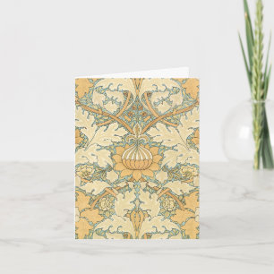 Antieke Victoriaanse William Morris St. James bloe Bedankkaart