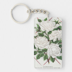 Antieke Victoriaanse Witte Klimroos Tuin Sleutelhanger