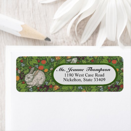  Antieke Victoriaanse Witte Konijn in Tuin Etiket (Insitu)