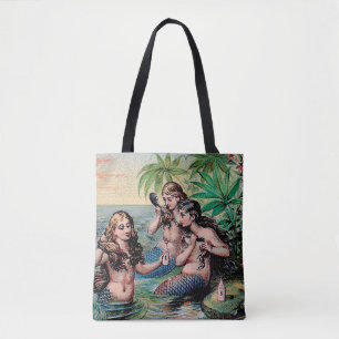 Antieke Victoriaanse Zeemeerminnen Schat Schip Vin Tote Bag