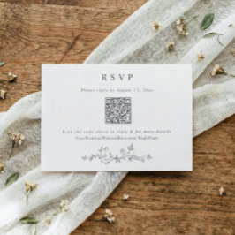 Antieke Victoriaanse Zilveren Grijs Huwelijks QR C RSVP Kaartje