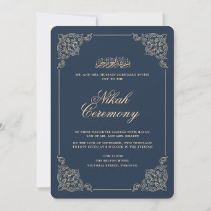 Antieke vintage barokke marineblauwe Nikah-ceremon Kaart