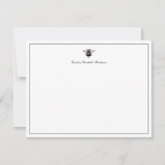 Antieke Vintage Bij Elegante Script Personalized Notitiekaartje (Voorkant)