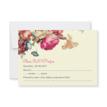 Antieke Vintage Bloem Bruiloft RSVP Kaart