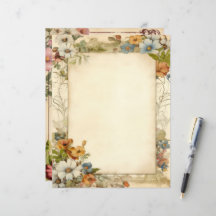 Antieke Vintage Bloemige Junk Journal Briefpapier