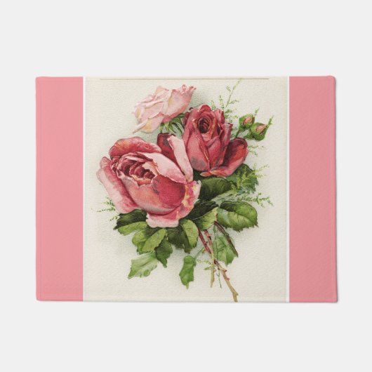 Antieke vintage bloemrozen deurmat (Voorkant)