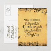 Antieke Vintage Bruiloft met Liefdescitaat Aankondigingskaart (Voorkant / Achterkant)