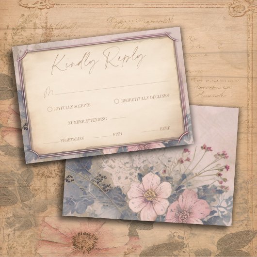 Antieke Vintage Diamanten Trouw RSVP Kaart