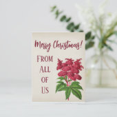 Antieke Vintage Kerst Rode Spiraea Palmata Kaart (Staand voorkant)