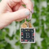 Antieke Vintage Mooie Bloem Initialen Sleutelhanger (Hand)