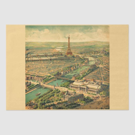 Antieke Vintage Parijse Prent Tissuepapier (Voorkant)