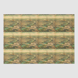 Antieke Vintage Parijse Prent Tissuepapier