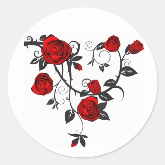 Antieke Vintage Rode Roos Wijnstok Sticker (Voorkant)