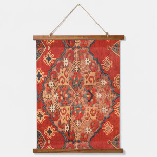 Antieke Vintage Roestige Rode Turkse Kilim Muur Ta Hangend Wandkleed