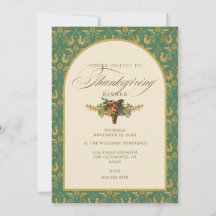 Antieke Vintage Teal & Gouden Thanksgiving-diner