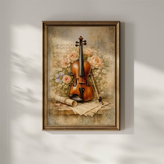Antieke Viool Bloemcompositie Poster