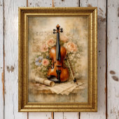 Antieke Viool Bloemcompositie Poster