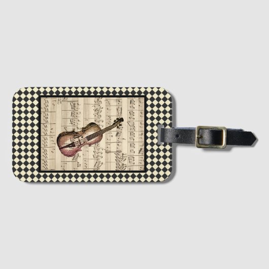 Antieke Viool Harlekijn Rand   Bagagelabel (Voorkant (horizontaal))