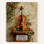 Antieke Viool met Rozen Notitieboek (Voorkant)