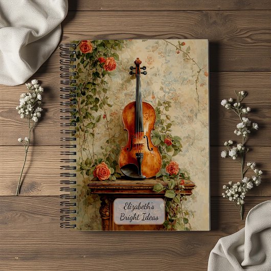 Antieke Viool met Rozen Notitieboek