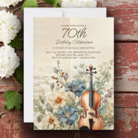 Antieke Viool Stofblauwe Bloemen 70e Verjaardag