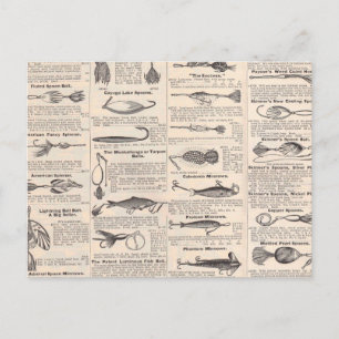 Antieke vislokmiddelen catalogus pagina vintage af briefkaart