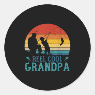 Antieke visspoel Cool Opa Visser Vader Ronde Sticker